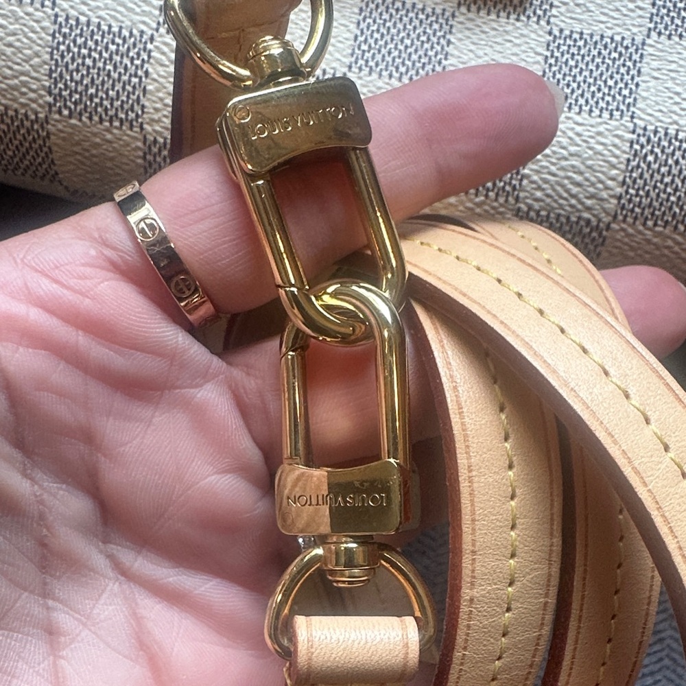 Louis Vuitton Damier Azur Croisette Shoulder Bag in White, Gray & Tan - Picture 8 of 15